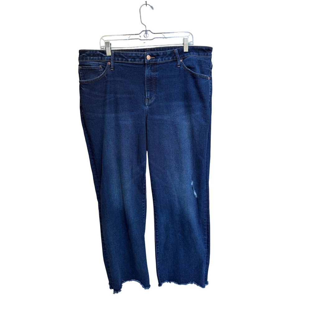 Express 90s Ankle Boot Mid Rise Dark Wash Distressed Jeans‎ Size 16L